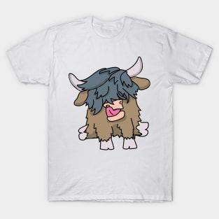 Grey Highland Cow Blep T-Shirt
